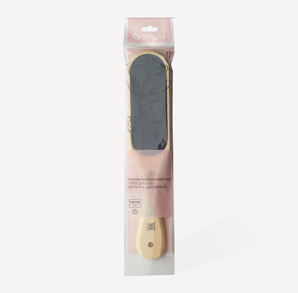 Rallador de doble cara para los pies de madera, grano 100/180 STALEKS BEAUTY & CARE 10/1