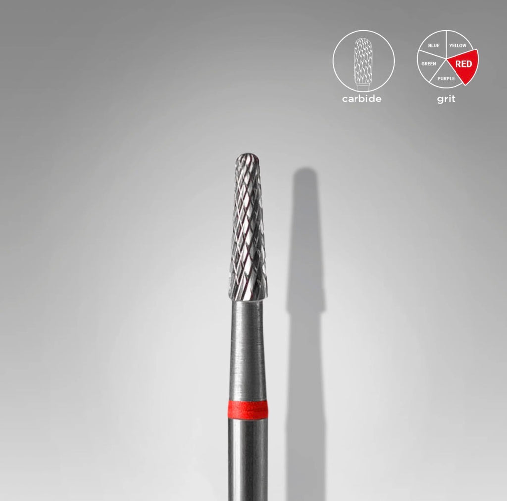 Fresa de metal duro «Cono» roja, diámetro 2,3 mm, parte de trabajo 8 mm STALEKS EXPERT