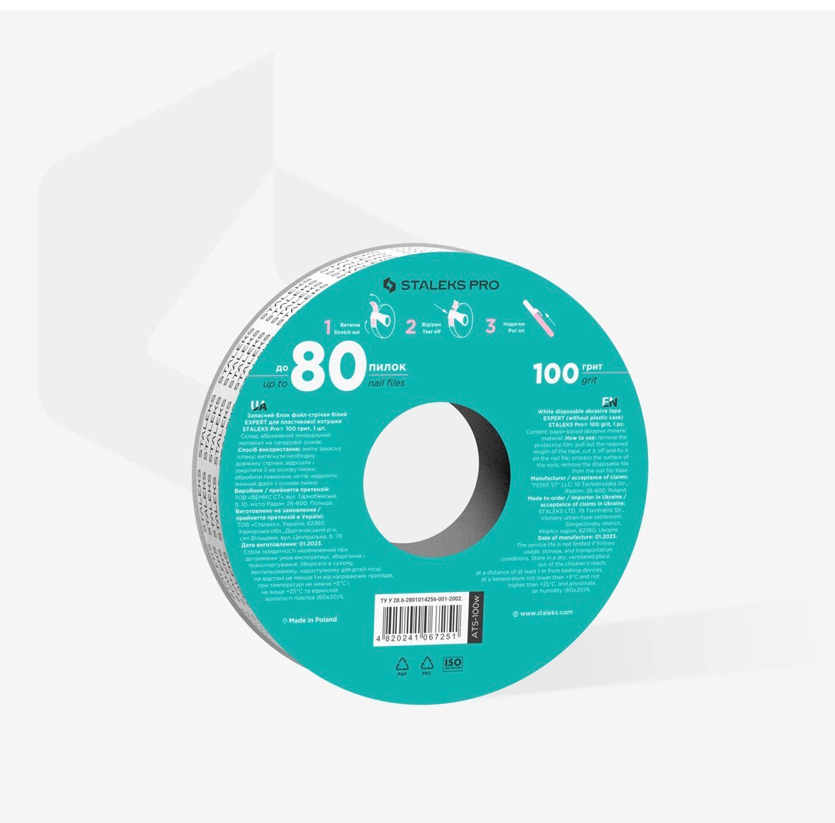 Donut Bloque de recambio de limas adhesivas para lima recta, 100 grit STALEKS EXPERT