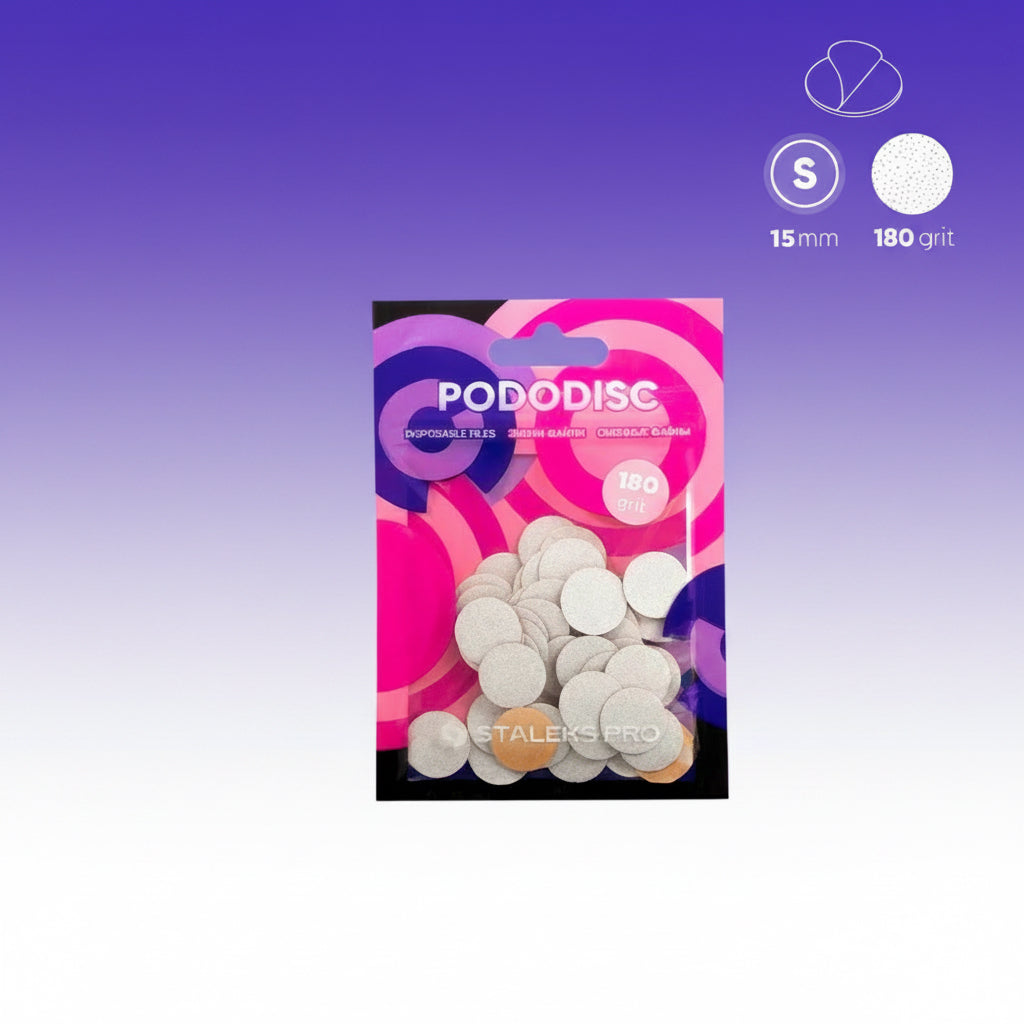 STALEKS EXPERT 15 PODODISC S
Limas adhesivas para el disco de pedicura sobre una base blanda, 180 grit 15 mm (50 uds.)