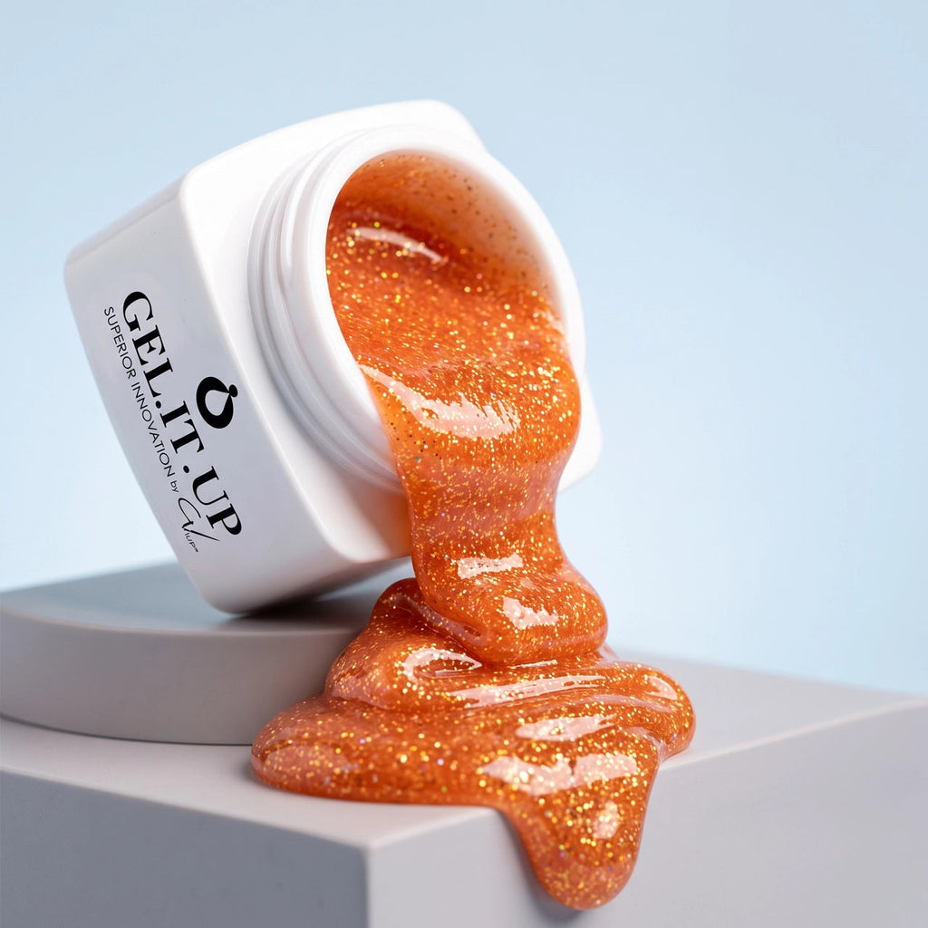 GEL.IT.UP 3-in-1 Builder Gel – Naranja Glitter 20 g