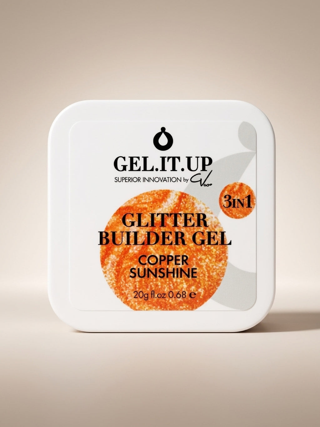 GEL.IT.UP 3-in-1 Builder Gel – Naranja Glitter 20 g
